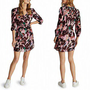 Reiss Josephine Floral Print Mini Dress Women Size 10